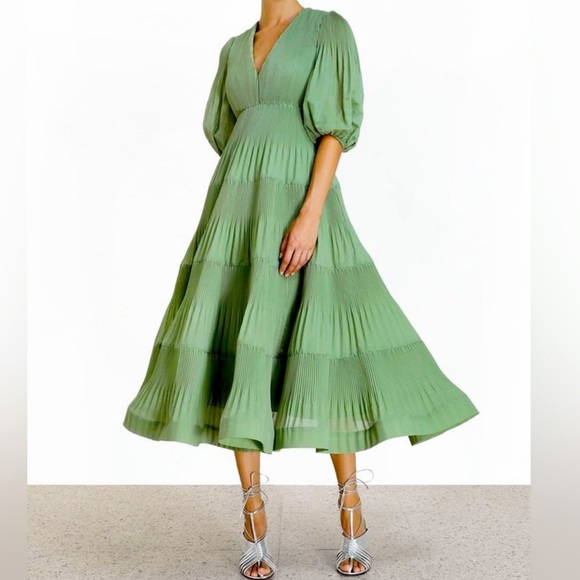 Zimmermann Sage Green Midi Dress Dresses